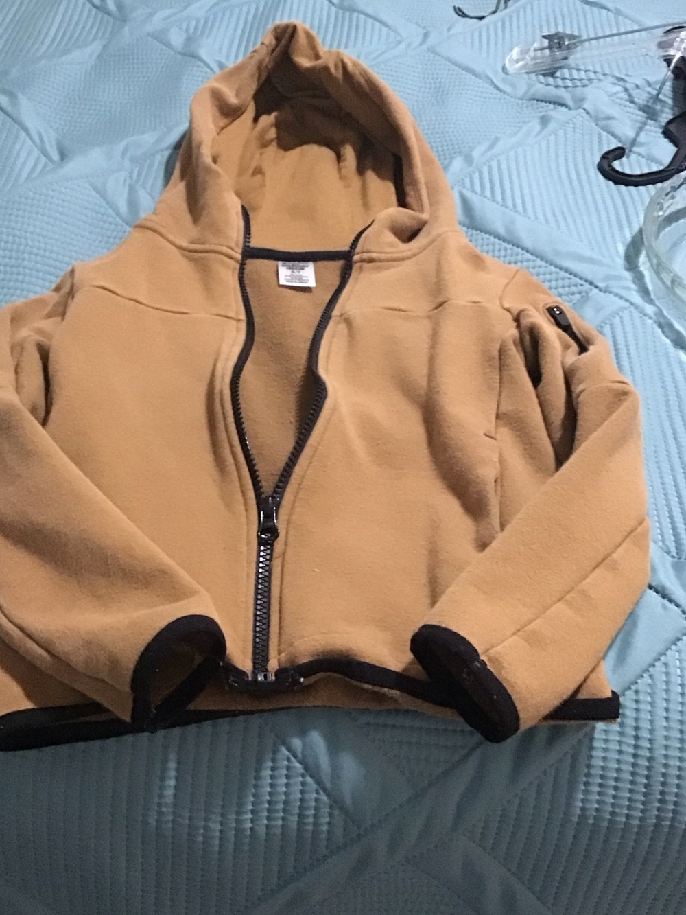 Kids Hooded Zip-Up Fleece Sweatshirt - Camel